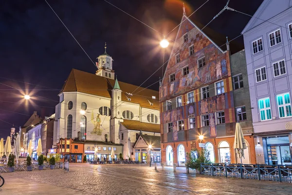 Augsburg Bavorsko Německo Cca Října 2018 Noční Pohled Weberhaus Augsburgu — Stock fotografie