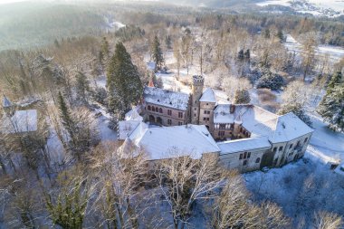 Coburg, Almanya - Ekim, 2017 yaklaşık: Hava görünümünü Schloss Hohenstein, bir kale Coburg, Bavyera, Almanya