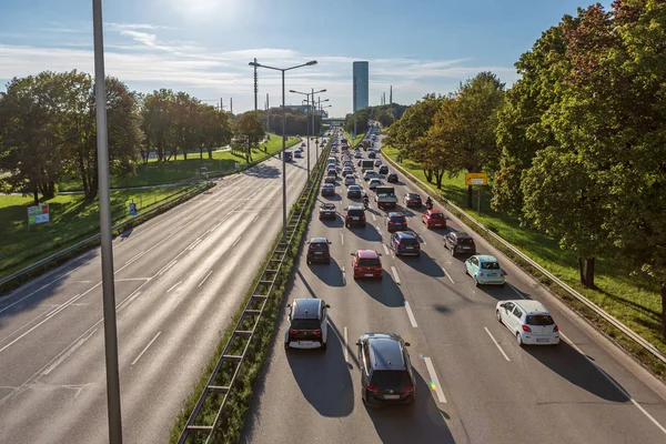 Munich Bavaria Alemania Circa Septiembre 2018 Atasco Tráfico Munich Alemania — Foto de Stock