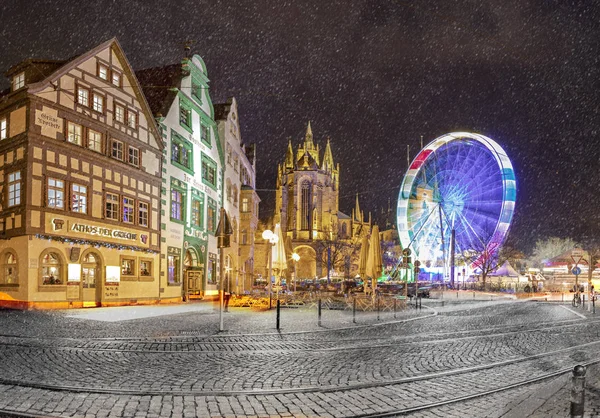 Erfurt Almanya Yaklaşık Aralık 2018 Erfurt Katedrali Noel Pazar Geceleri — Stok fotoğraf