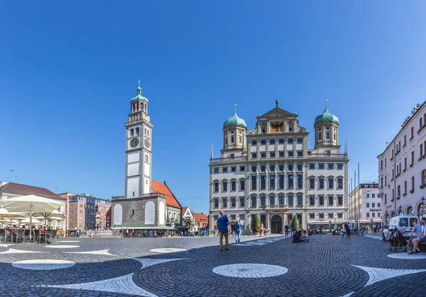 Augsburg Bayern Deutschland Oktober 2018 Der Rathausplatz Von Augsburg Bayern — Stockfoto