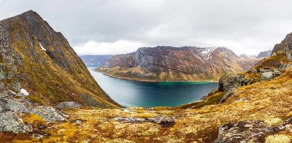 Landschapsmening Van Het Eiland Senja Van Berg Husfjellet Noorwegen — Stockfoto