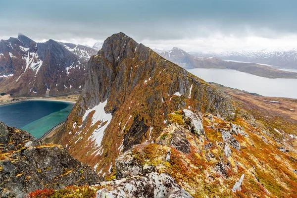 Vista Del Paesaggio Dell Isola Senja Dalla Montagna Husfjellet Norvegia — Foto Stock