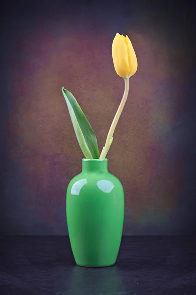 Eine Tulpenblume Einer Vase Auf Dem Tisch — Stockfoto