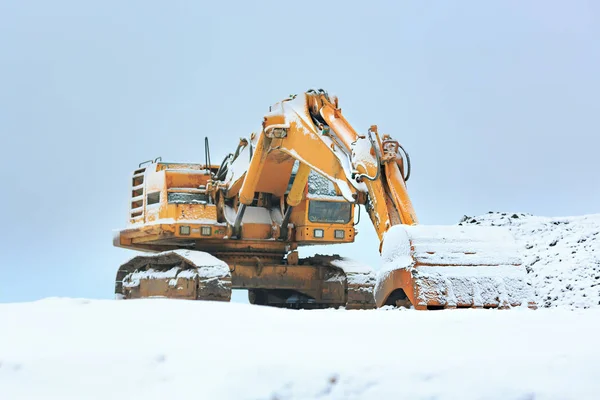 Parada Trabajo Maquinaria Construcción Durante Los Fríos Meses Invierno —  Fotos de Stock