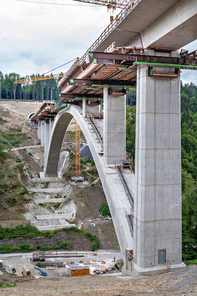 Construction of new ICE railway line and tunnels.  The section Ebensfeld-Erfurt Dunkeltalbruecke, Tunnel Rehberg in Thuringia, Germany.