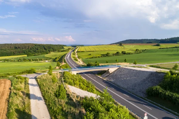 Stuk Van Autosnelweg Het Landelijke Lansdscape Buurt Van Coburg Duitsland — Stockfoto