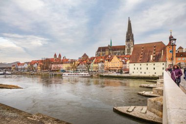 Regensburg, Bavyera, Almanya - yaklaşık Aralık, 2018: Regensburg Cityscape kasaba, Almanya.