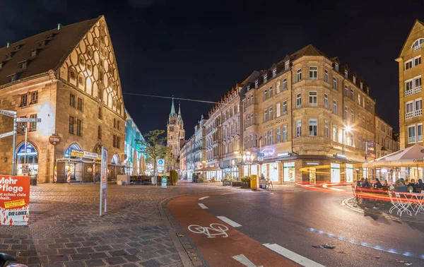 Nuremberg Bavaria Germania Circa Ottobre 2018 Koenigstrasse Notte Norimberga Germania — Foto Stock