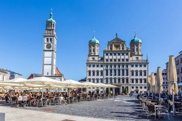 Rathausplatz Augsburg térképén — Stock Fotó