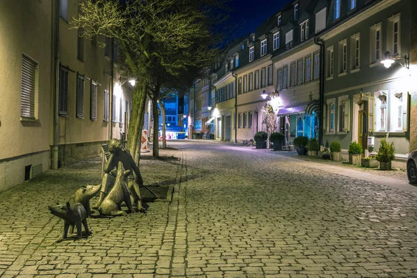 Nacht straten van Schweinfurt — Stockfoto
