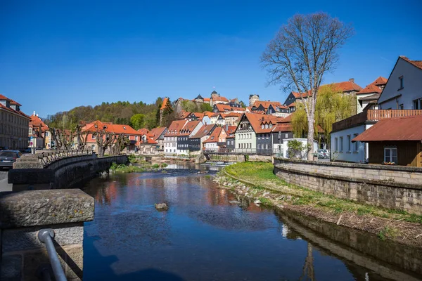 Haßlach river in front of fortress Rosenberg — Stock Photo, Image