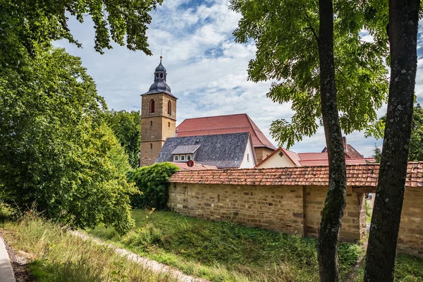 Wallgraben dan dinding kota Bad Rodach — Stok Foto