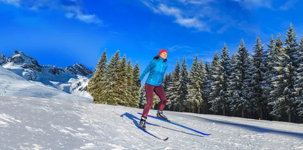 Langlauf veya kayaklı koşu — Stok fotoğraf