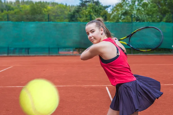 Female Tennis Player Racket Court — Stock Photo, Image