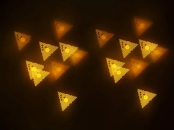 geometrik öğeleri üzerinde karanlık bir arka plan deseni ile güzel altın bokeh