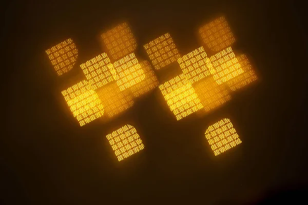geometrik öğeleri üzerinde karanlık bir arka plan deseni ile güzel altın bokeh