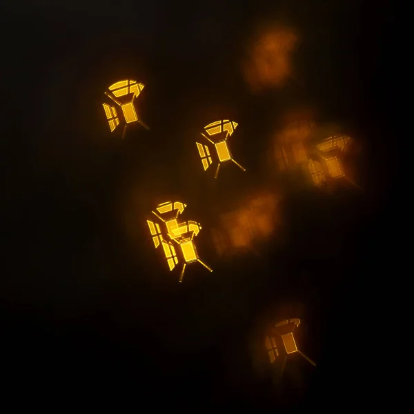 geometrik öğeleri üzerinde karanlık bir arka plan deseni ile güzel altın bokeh