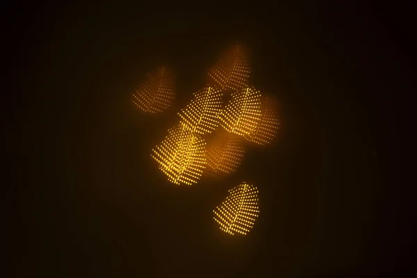 geometrik öğeleri üzerinde karanlık bir arka plan deseni ile güzel altın bokeh