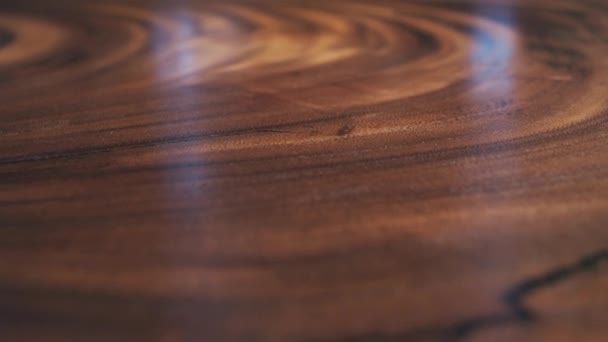 Close Lacquered Wood Texture Copy Space Background — Stock Video