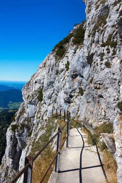 Narrow mountain path or trail. The path ends, vertical