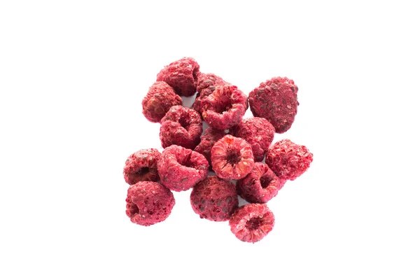 Freeze Dried Raspberries White Background Lyophilization Food Astronauts Isolated — Stock Photo, Image
