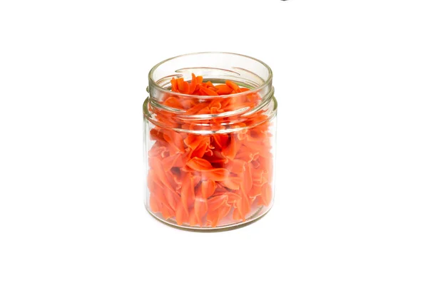 Red Lentils Pasta Glass Jar Isolated — Stock Photo, Image