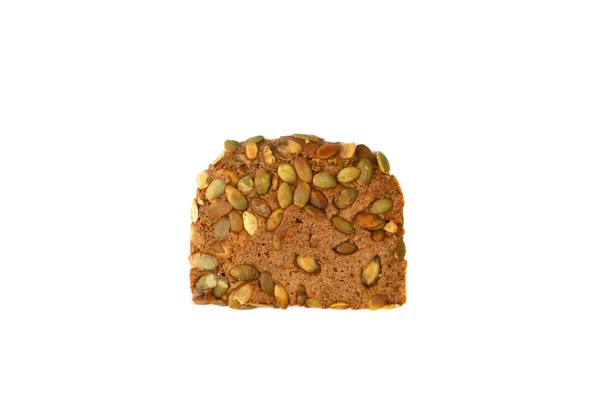 Jeden Kus Zdravé Plátky Chleba Dýňovým Blízko Izolované Pohled Shora — Stock fotografie
