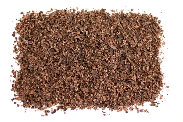 Backgroundof Cacao Nibs Isolated White Background Top View — Stock Photo, Image