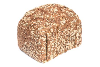 Susam, keten tohumu, beyaz izole buğday gluten free ekmek dilimlenmiş