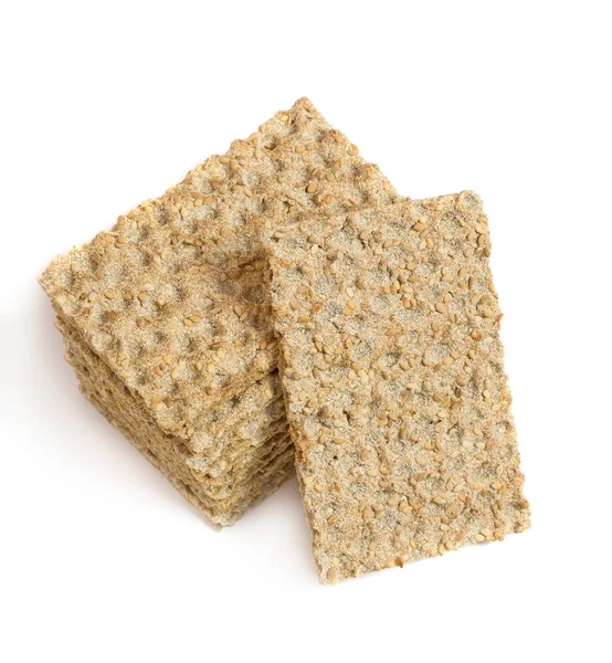 One Main Crispbread Background Stack Crispbread Sesame Isolated White — Stock Photo, Image