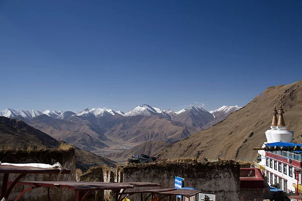 Blick Auf Die Berge Vom Dunklen Yerpa Kloster — Stockfoto
