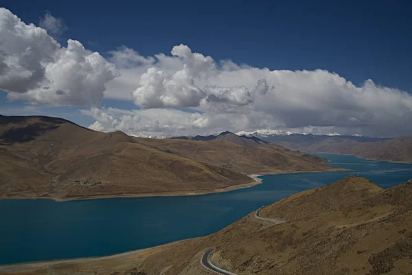 Yamdrok Lake Tre Största Heliga Sjöarna Tibet — Stockfoto