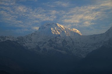 Annapurna Güney (23,684 ft) ve Hiunchuli (21,132 ft) Landruk, Nepal