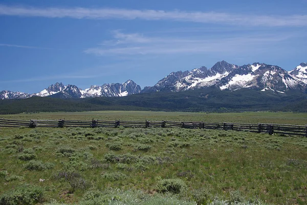 Sawtooth Mountains from Pioneer Park in Stanley, Idaho