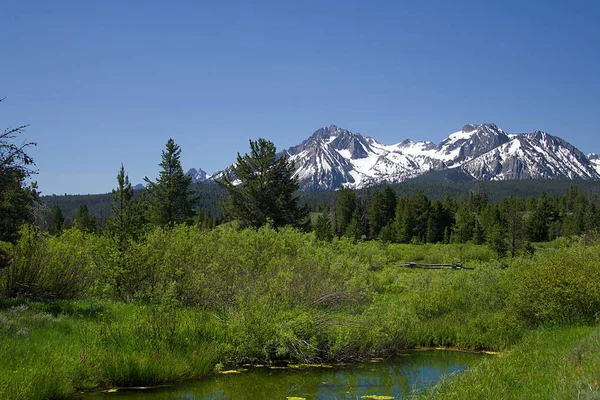 Vista Las Montañas Sawtooth Desde Nip Tuck Road Cerca Stanley —  Fotos de Stock