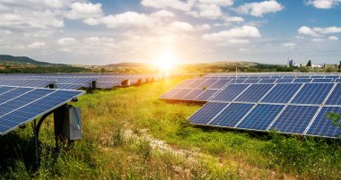 Güneş paneli, fotovoltaik, alternatif elektrik kaynağı - sürdürülebilir kaynaklar kavramı