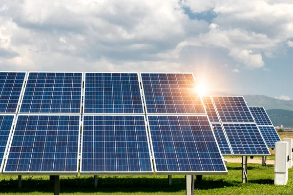 Paneles Solares Fotovoltaica Fuente Electricidad Alternativa Concepto Recursos Sostenibles —  Fotos de Stock