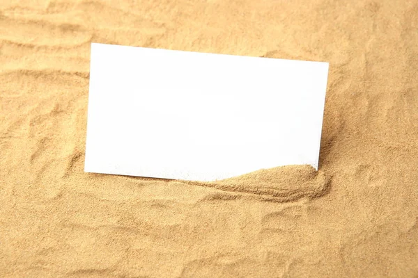 Prázdná Karta Písku Prázdný Papír Karta Pláži Písek — Stock fotografie