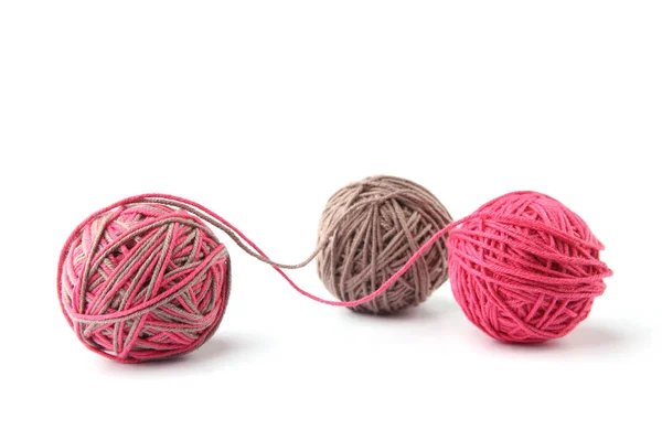Färgglada Bomullstussar Tråd Från Två Färg Rosa Och Grå Tråd — Stockfoto
