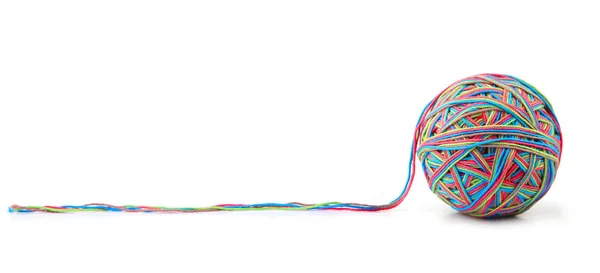 Цветной Хлопчатобумажный Шар Большой Нитки Четырех Цветных Ниток Изолирован Белом — стоковое фото