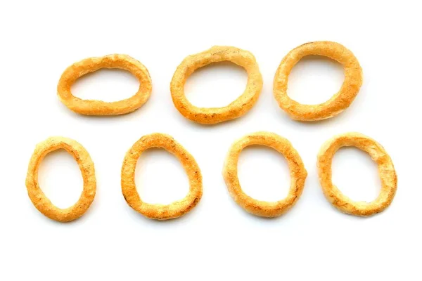 Anillos Calamar Fritos Aislados Sobre Fondo Blanco Anillos Calamares Snack — Foto de Stock