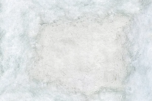 Sneeuw Textuur Frame Witte Concrete Achtergrond Buiten Oude Vloer Bedekt — Stockfoto