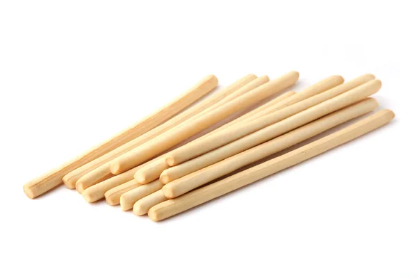 Bread Sticks Isolated White Background Pile Crunchy Bread Sticks — Stock Photo, Image