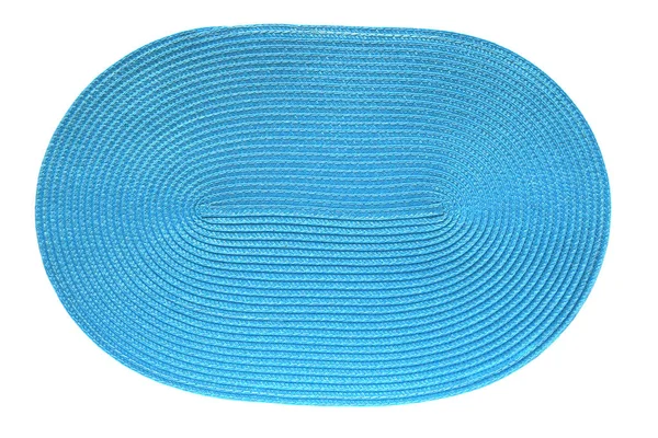 Guardanapo Tecido Azul Isolado Fundo Branco Tapete Oval Para Colocação — Fotografia de Stock