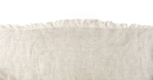 純粋な洗浄リネン布白の背景に隔離 コピースペース付き天然洗浄リネン生地 — ストック写真