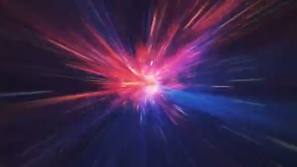 Бесшовная петля червоточины прямо сквозь время и пространство, искривление прямо вперед через эту научную фантастику — стоковое видео