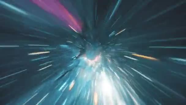Бесшовная петля червоточины прямо сквозь время и пространство, искривление прямо вперед через эту научную фантастику — стоковое видео