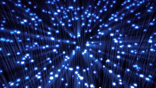 Animazione astratta senza soluzione di continuità fibre ottiche di distribuzione del segnale luminoso — Video Stock