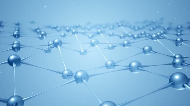 Seamless loop animation slow moving of molecules or network from glass and crystal — Stock Video